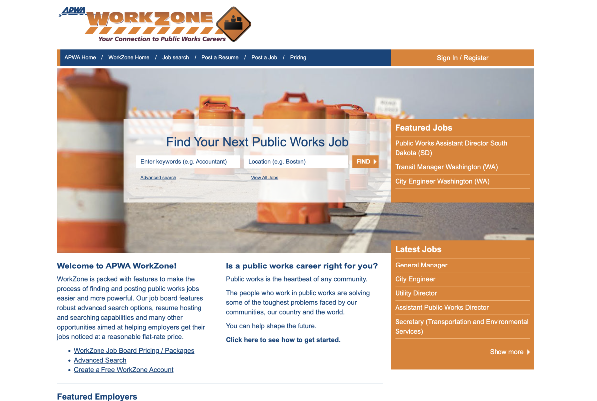 APWA WorkZone - Careers in Public Works